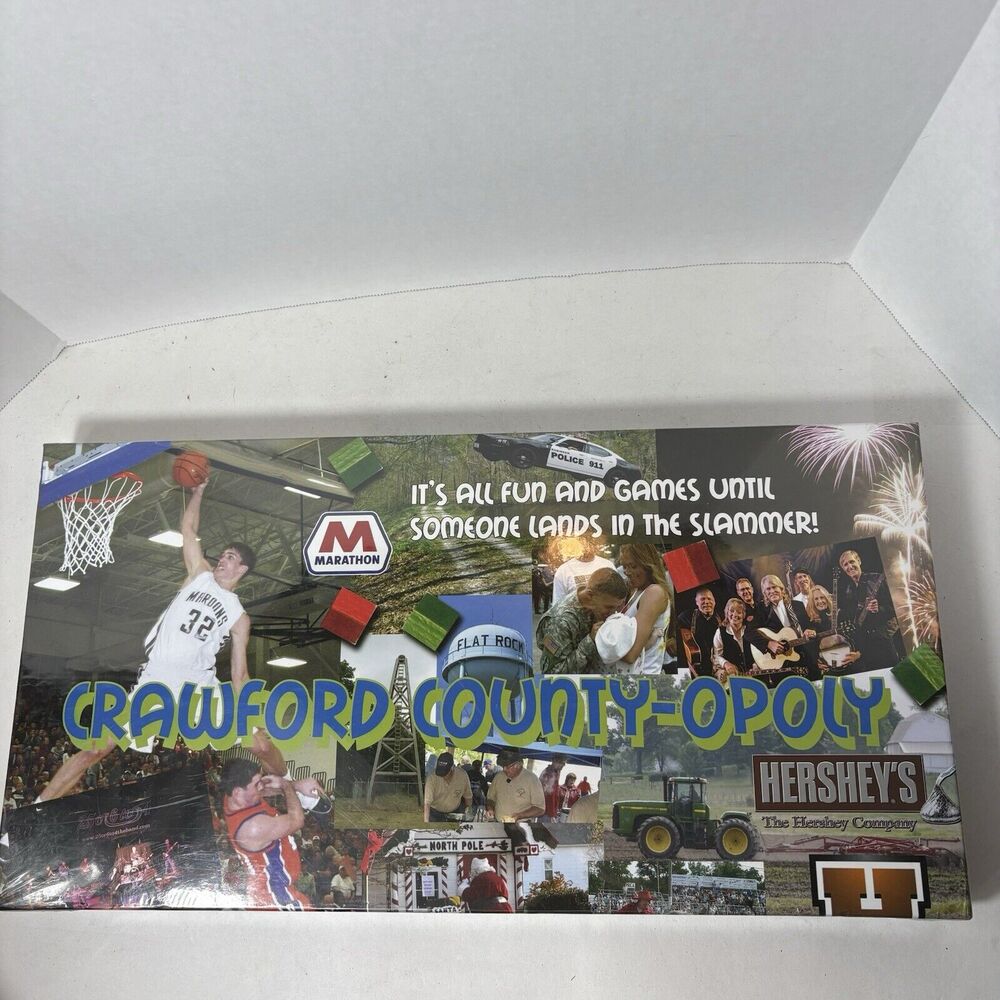 Main Event Promotions Crawford County-Opoly Board Game Illinois Sealed F4